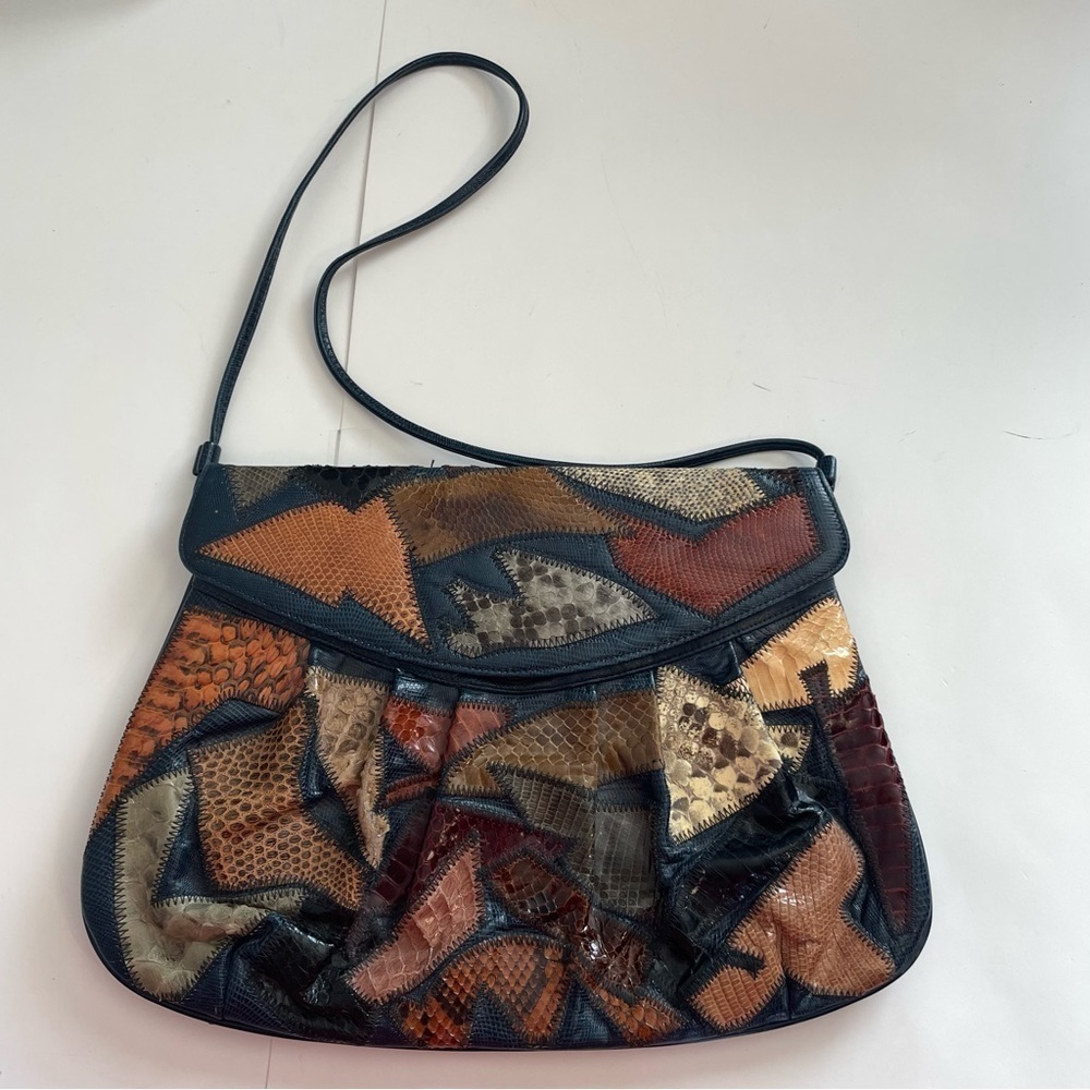 Vintage Original By Caprice Patchwork Snakeskin Leather Purse Bag Made In USA